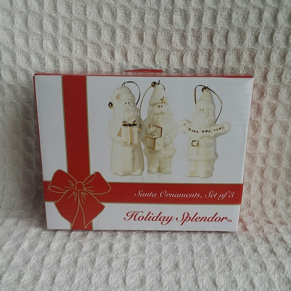 Mikasa Holiday Splendor 3 Santa Ornaments